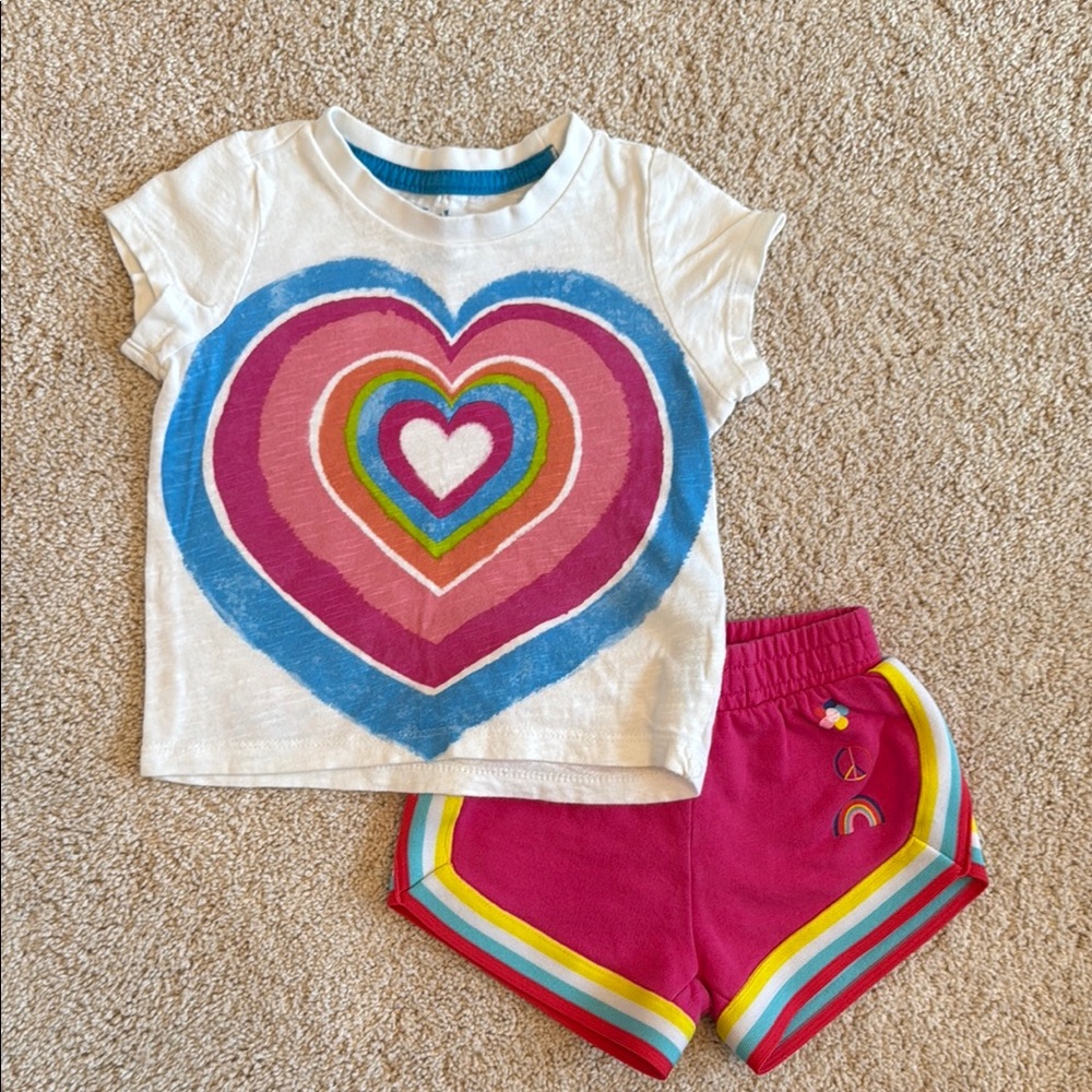 Hatley Rainbow Heart Shirt and Shorts Set